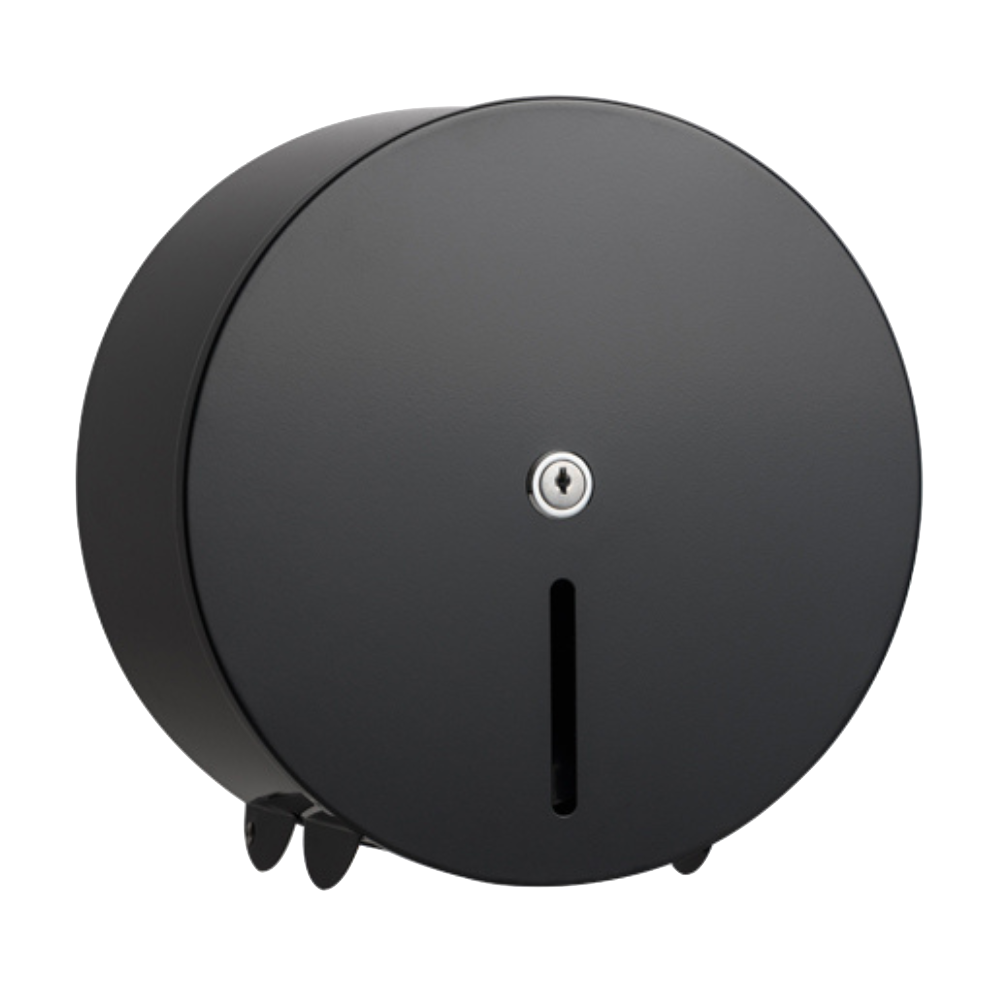 Billede af opal dispenser til jumboruller i sort. Dispenseren har en rund form.